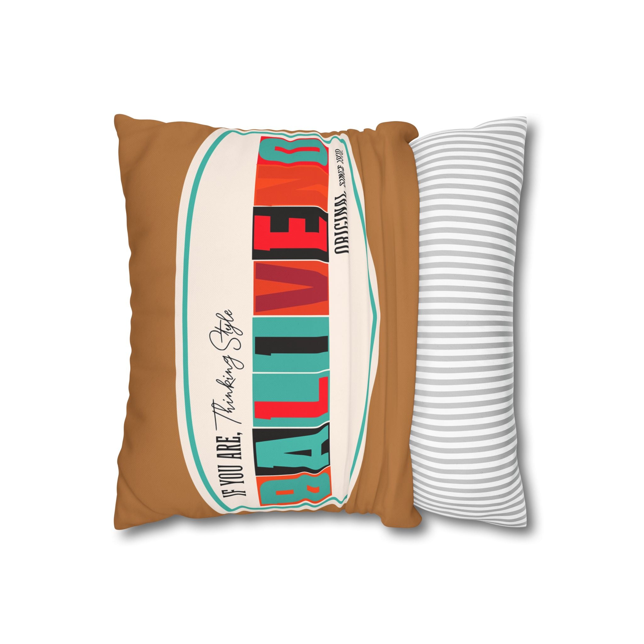 Balivene Vintage Badge Square Pillowcase – Retro Coastal Throw Pillow Cover - Image 4
